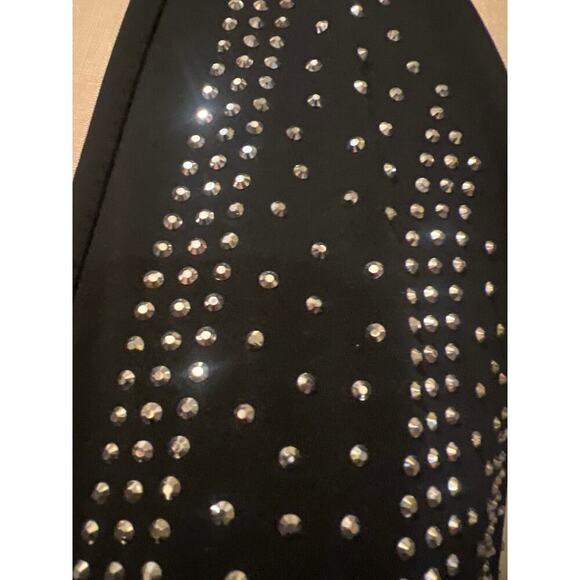 Black Halter Top Deep V-Neck Open Back Sheer Rhinestone Long Dress Size XXXL - Picture 6 of 13